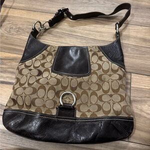 Coach Brown and Tan Shoulder Bag